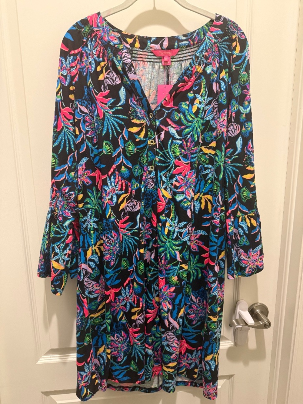 NWT Lilly Pulitzer Norris 3/4 Sleeve Dress, Onyx Paradise Glow, XL